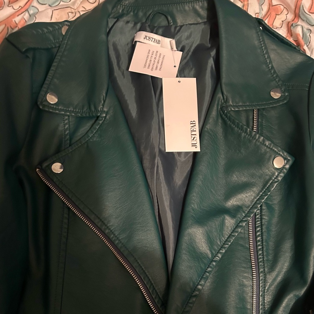 JustFab Teal Leather Jacket for Women